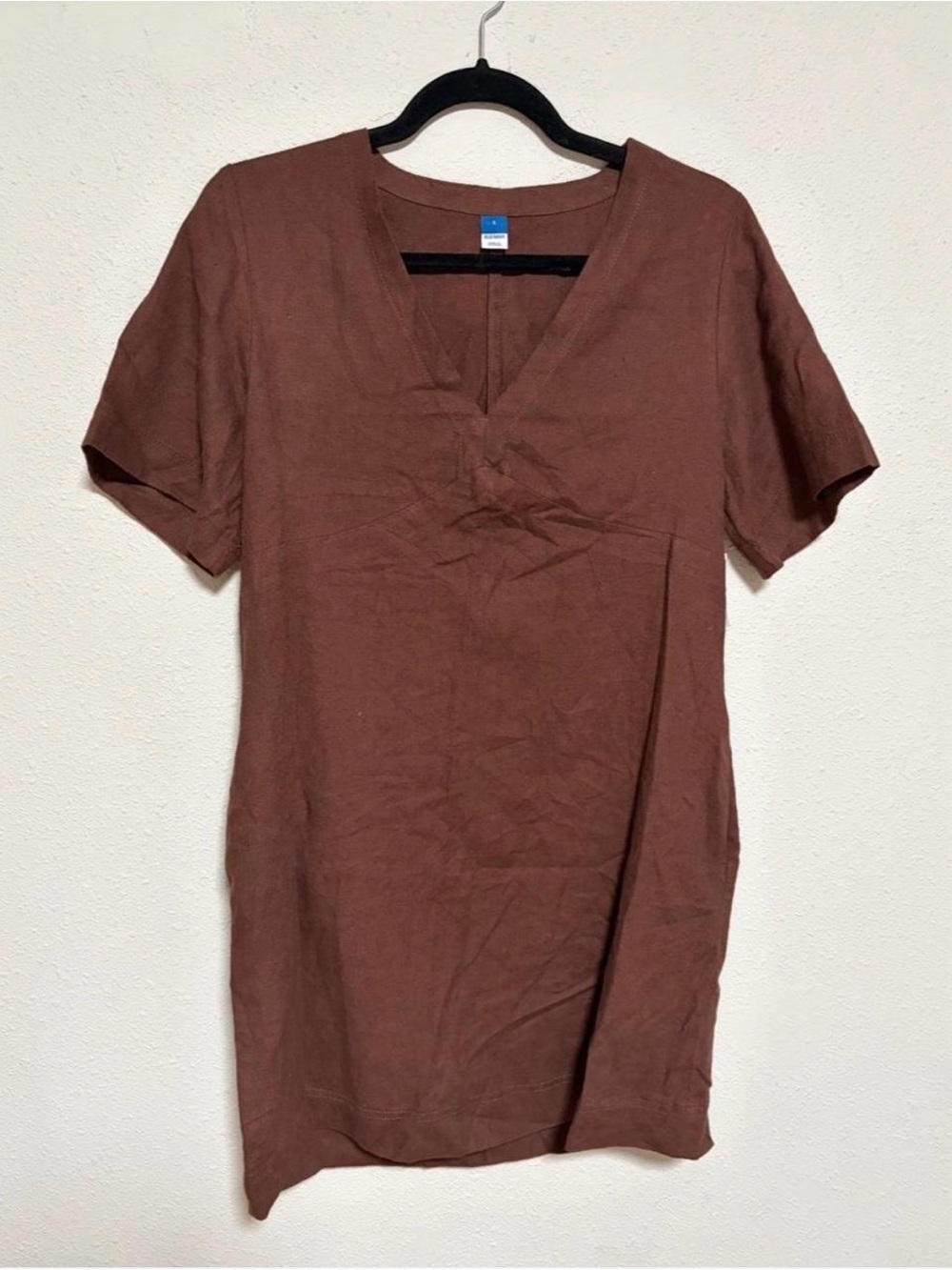 Old Navy Brown V-Neck Short Sleeve Mini Dress